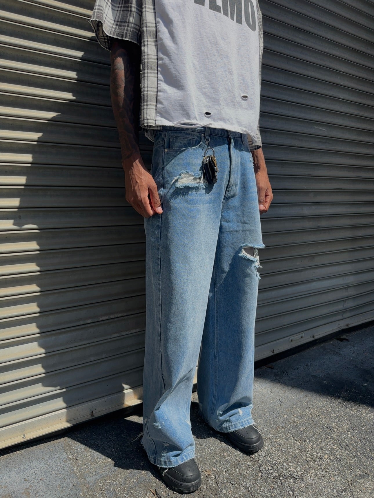 “Ice Blue” Wide Leg Denim