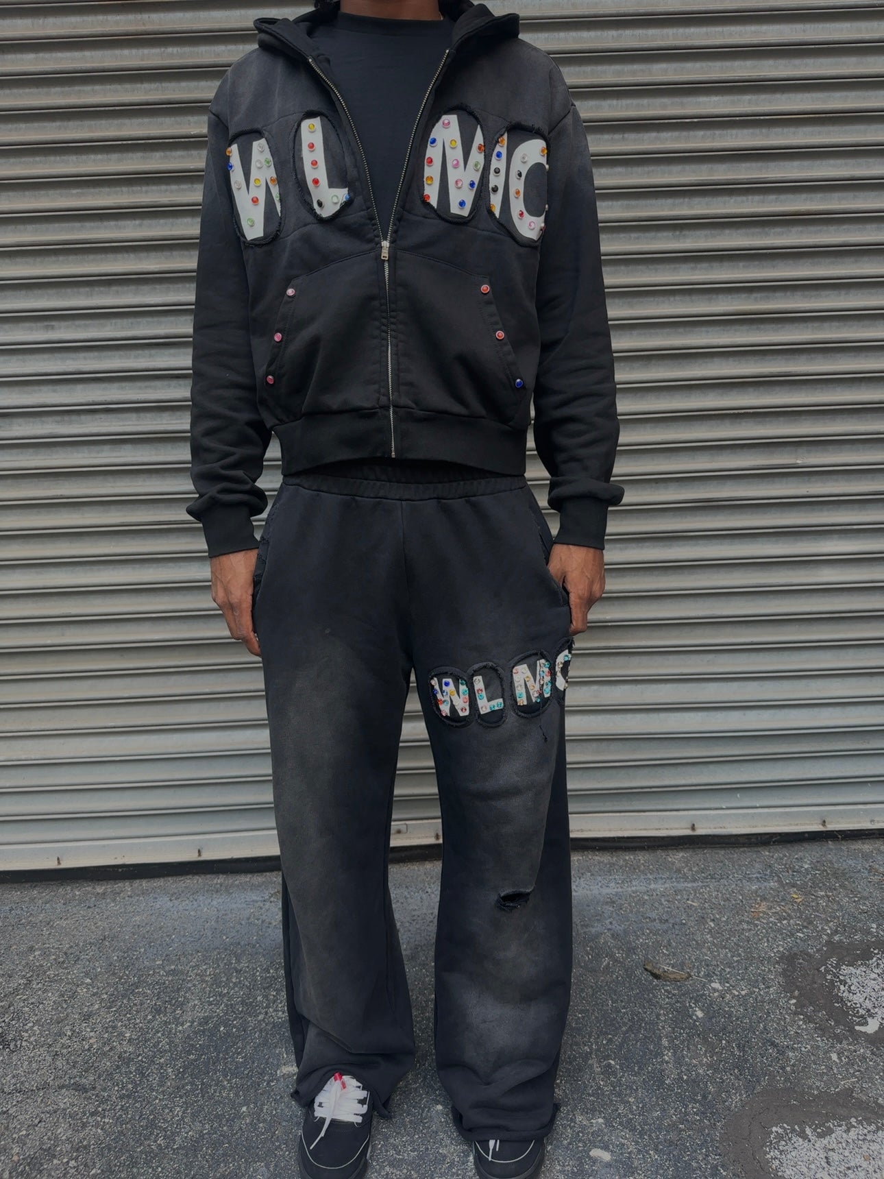 Ash Black Gemstone Sweats