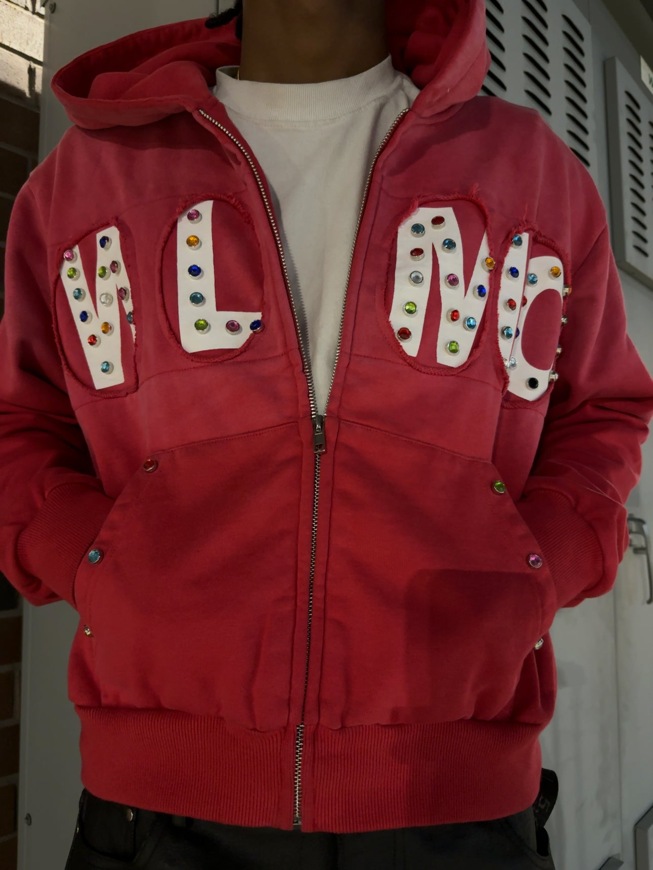 “Scarlet Red” Gemstone Zipup