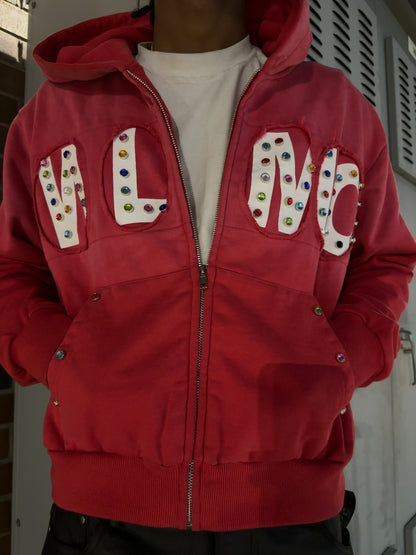 “Scarlet Red” Gemstone Zipup