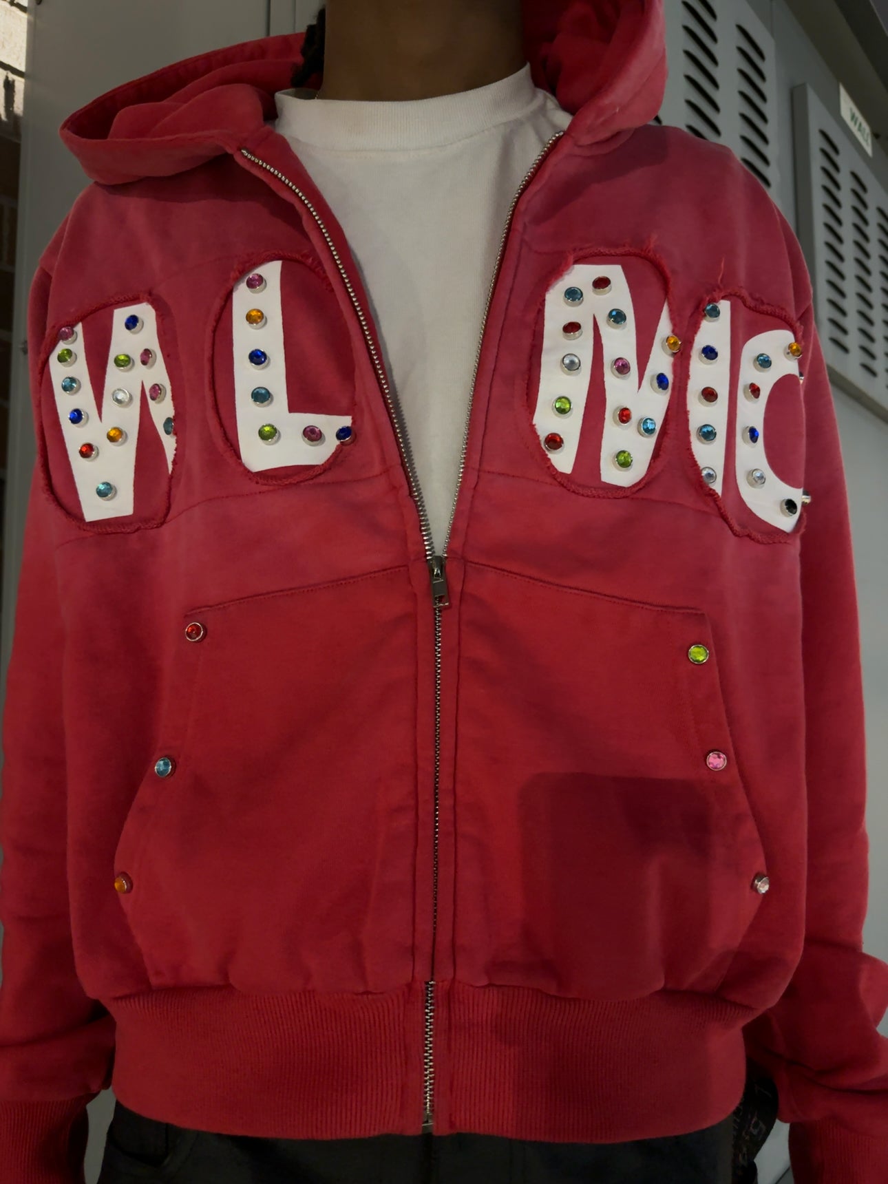 “Scarlet Red” Gemstone Zipup