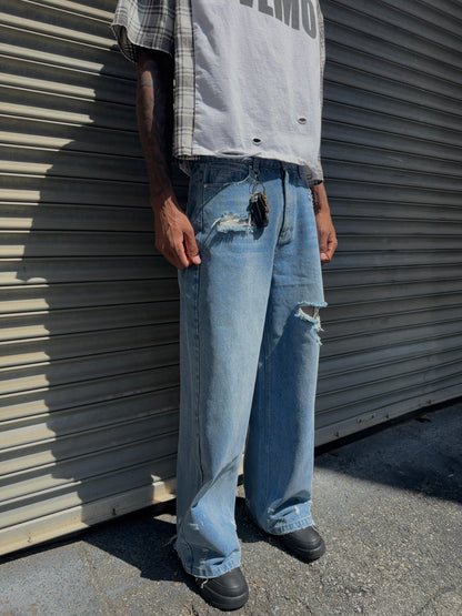 “Ice Blue” Wide Leg Denim