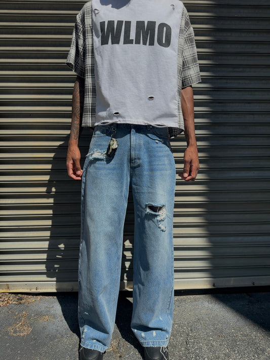 “Ice Blue” Wide Leg Denim
